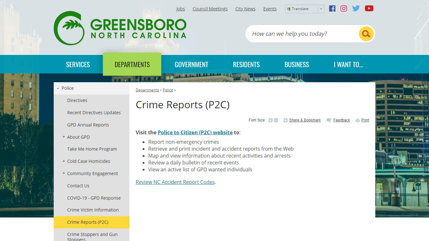Crime Reports (P2C) | Greensboro, NC