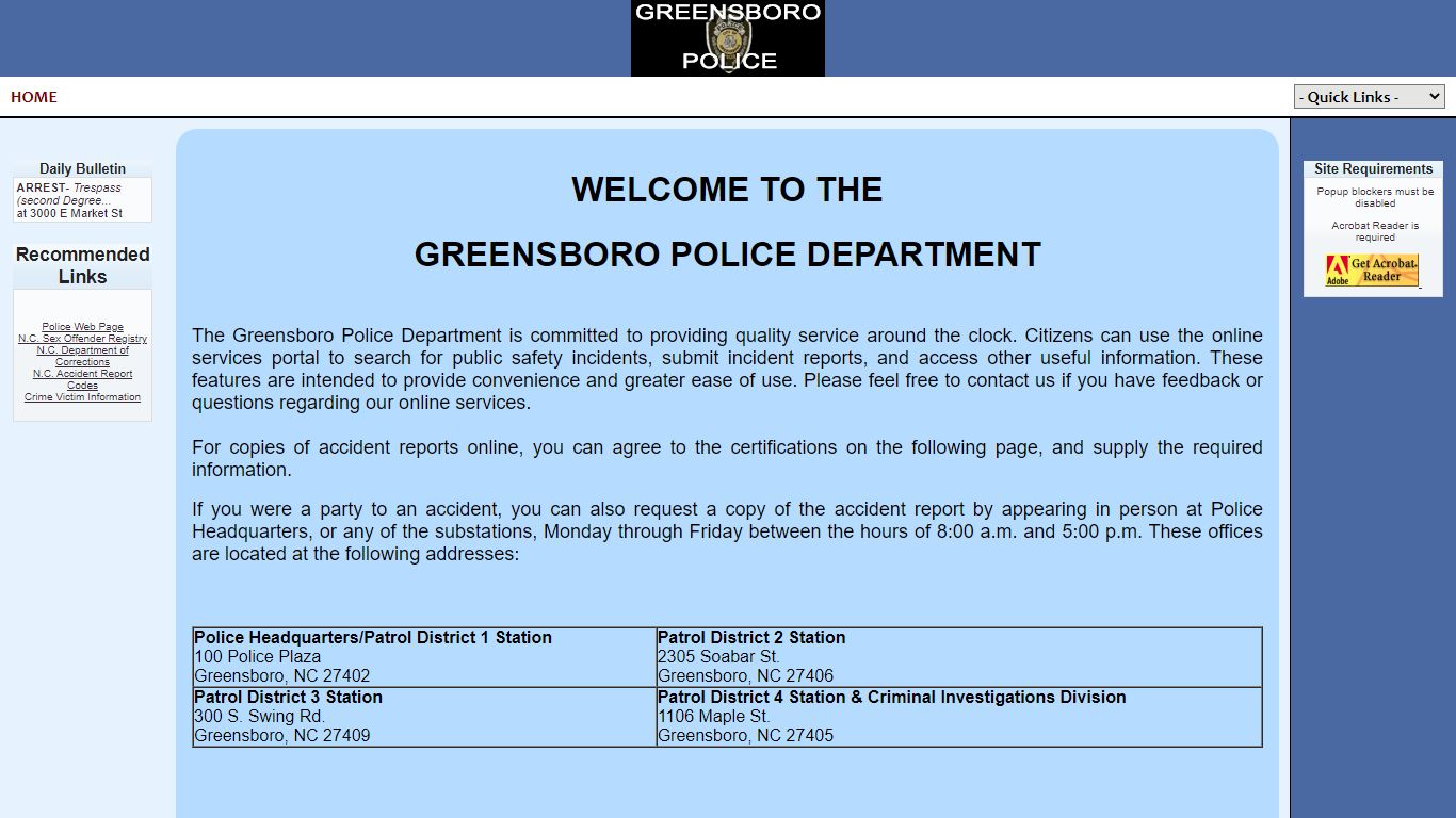 Greensboro Police Department P2C - provided by OSSI
