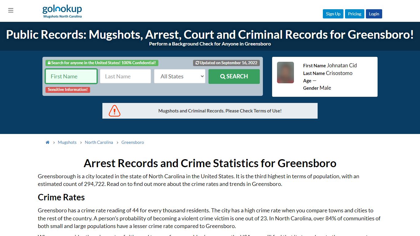 Mugshots Greensboro, Arrest Records Greensboro - GoLookUp